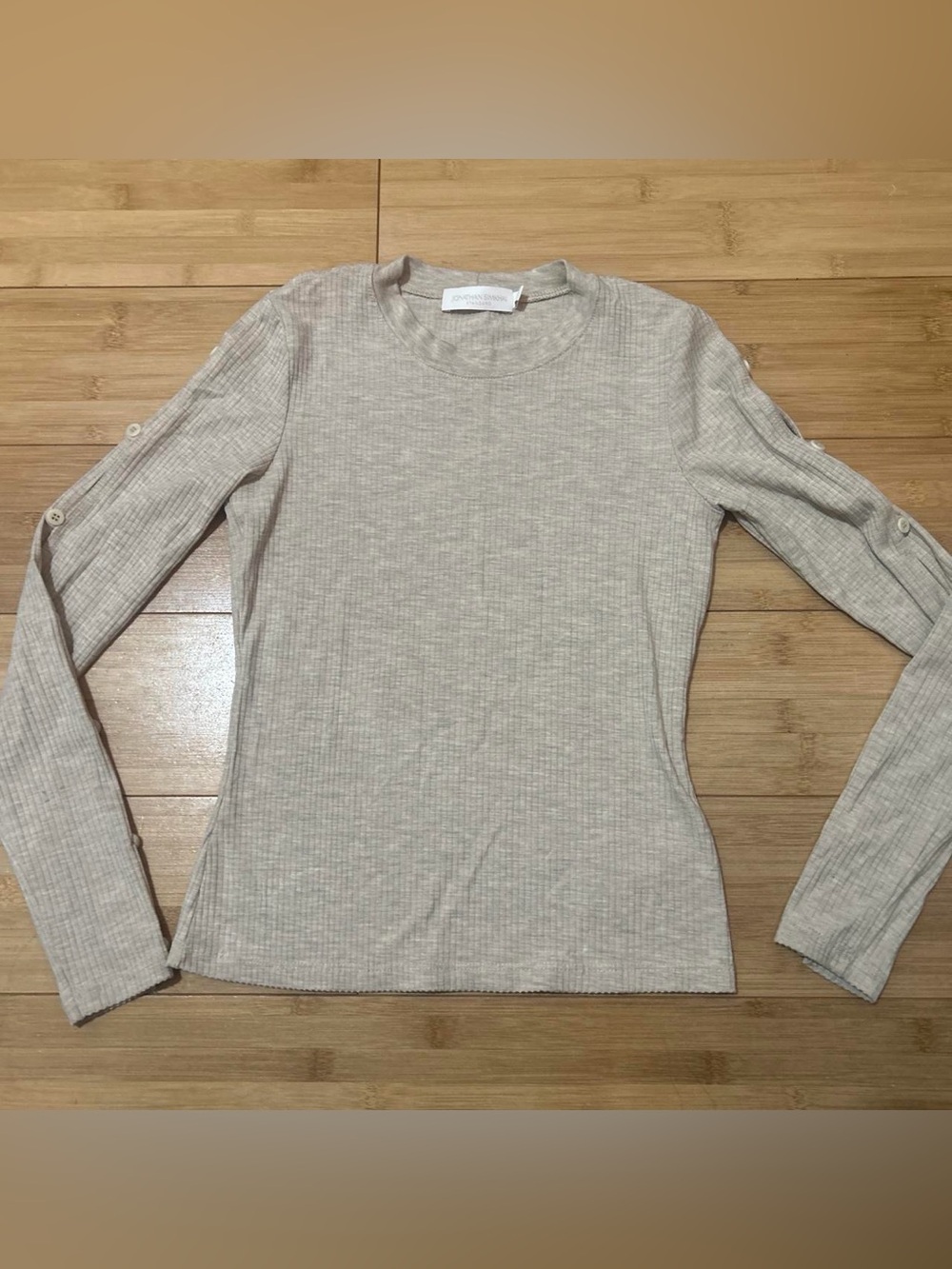 Johnathon simkhai Beige Ribbed Long-Sleeve Top